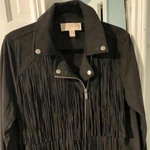 MICHAEL Michael Kors Black Fringed Jacket, EUC, size 12